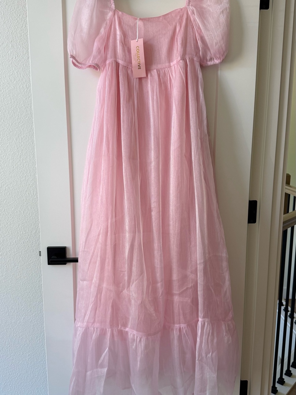 ASOS Pink Maxi Dress with Puff Sleeves